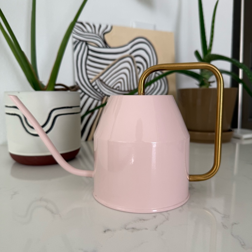 IKEA Pink Watering Can with Gold Handle